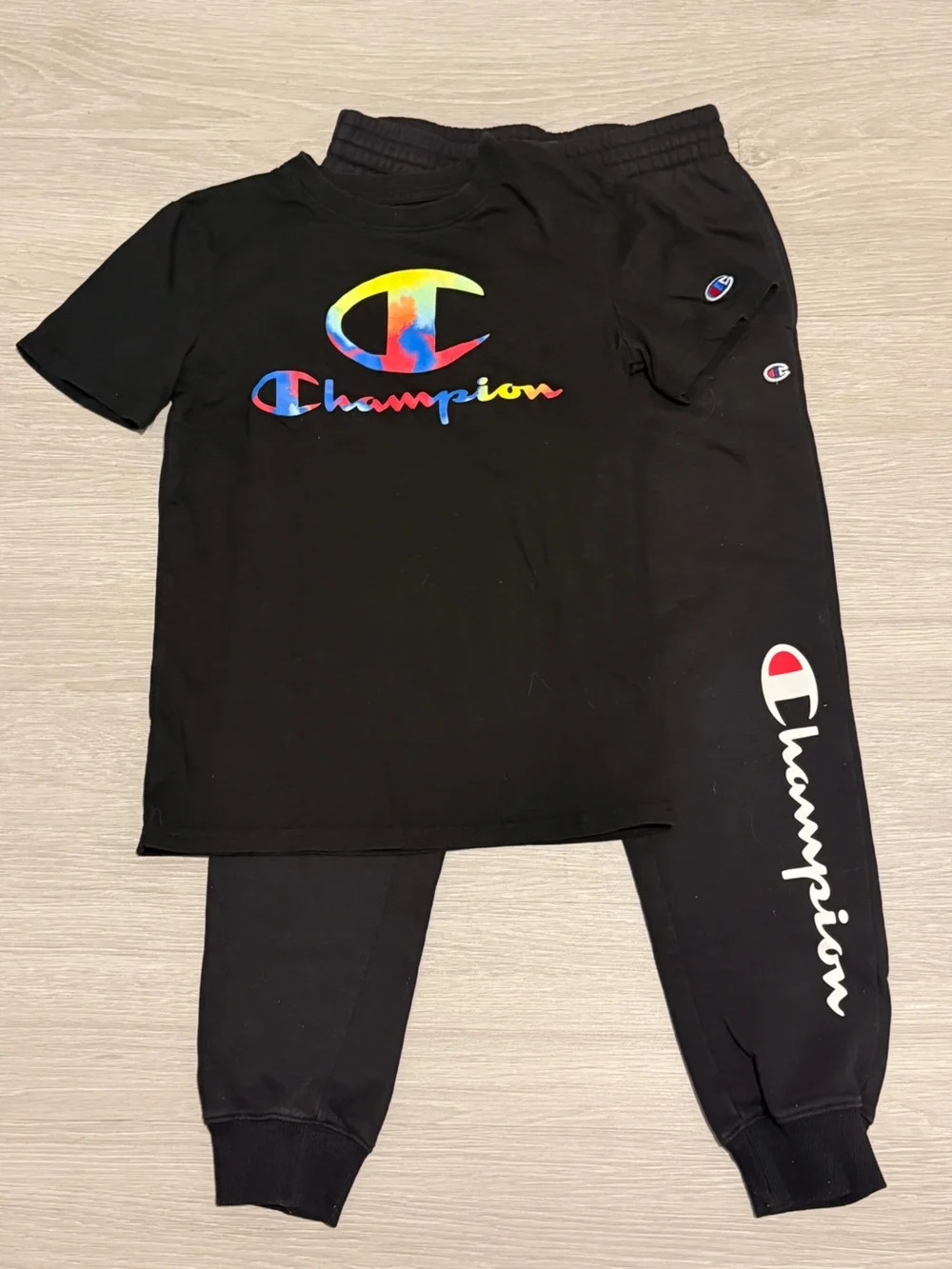Champion Black Set with Multicolor Tie-Dye Logo - Kids